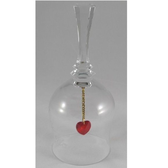 Intaglio Etched Crystal Glass Bell  -   I Love You with Red Heart Clapper - Picture 1 of 7